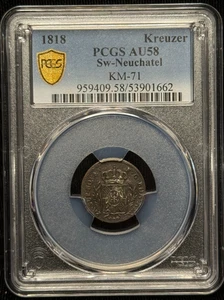 1818 Sw-Neuchatel 1 incrociatore KM- 71 PCGS AU 58 Kreuzer Coin -662 - Foto 1 di 2