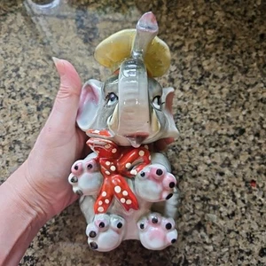 Vintage Sonsco chef francese ELEFANTE 2pz serratura e chiave ceramica coin bank antropomorfo - Foto 1 di 13