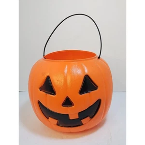 Vintage General Foam Halloween Pumpkin Bucket Blow Mold Candy Pail Trick Treat - Picture 1 of 4