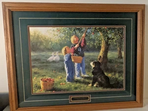 Robert Duncan "Nothing Like Jonathans" Boys Picking Apples Print, 29" x 23" - Picture 1 of 11