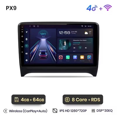 Autoradio Audi TT MK2 8J 2006-2014 CarPlay Wireless 4G+64GB 8Core 4G+WIFI BT RDS - Immagine 1 di 4