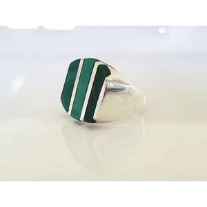 Vintage JPM Mexico Malachit Sterling Silber Ring - Bild 1 von 8