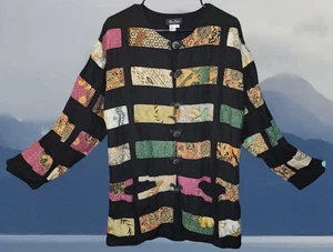 Hermosa Chaqueta Boho Retro Vintage Hecha a Mano 100% Rayón Patchwork - Imagen 1 de 3