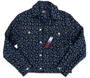 Giacca denim Richard Quinn X Hilfiger autunno 2022 blu monogramma, nuova con etichetta XS fiori TH - Foto 1 di 13