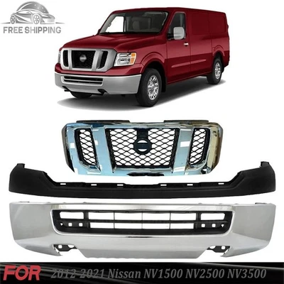 Front Bumper Chrome & Grille Kit For 2012-2021 Nissan NV1500 NV2500 NV3500 - Изображение 1 из 4