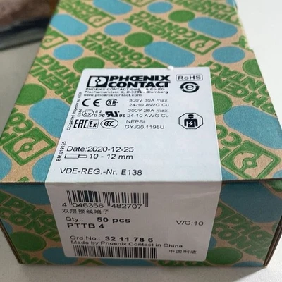 50pcs Feed-through Terminal Double Layer Quick Wiring PTTB 4 -3211786 - Image 1 of 4