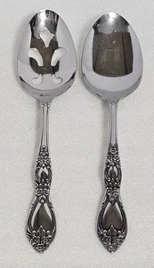 WMA Rogers Oneida HUNTINGTON Deluxe Serving Spoons Slotted Large 8.25" Set (2) - Picture 1 of 8