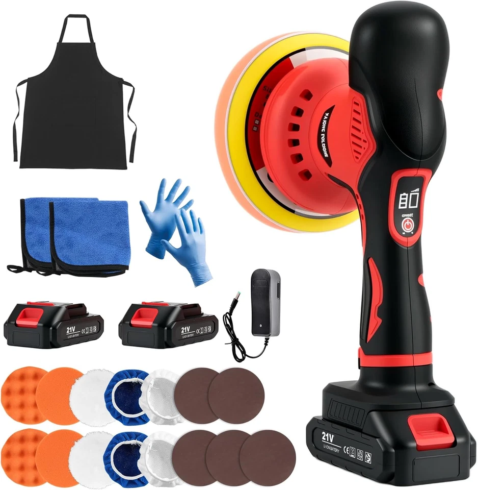 Lucidatrice Auto a Batteria Da 6 Pollici, 21 V Lucidatrice Rotorbitale Auto Da 2