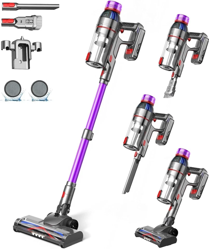 Cordless Stick Vacuum 45KPa Suction 2600mAh HEPA Cleaner Pet Hair 50Min Run - Image 1 of 4