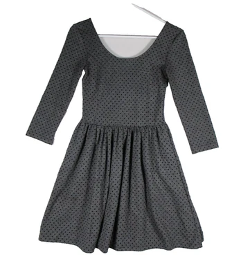Frenchi 女式波点 3/4 袖 A 字裙大圆领 S 码灰色 — 第 1/4 张图片