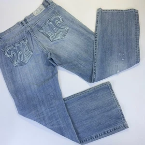 Mek Dnm Jeans Herren 38X32 Temesna Bootcut Faded Distressed Dicke Nähte Schnalle - Bild 1 von 10