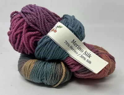 1 Hank Cherry Tree Hill Merino Silk Yarn 225 Yards BACK BAY Colorway - Image 1 of 4