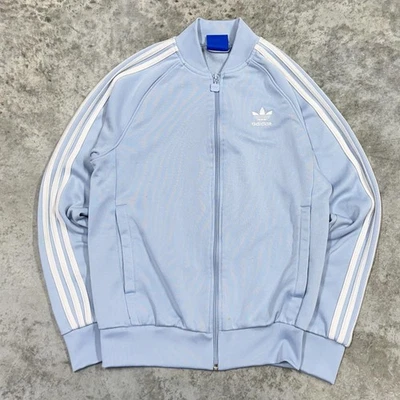 Adidas Originals Track Jacket Mens Small Light Blue 3-Stripes Trefoil Full Zip - Image 1 of 4