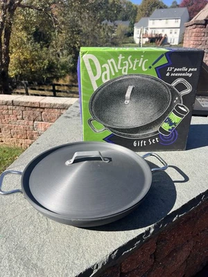 Calphalon 13" Anodized 2-Handle Paella Fry Saute Pan 1383 With Lid Box UNUSED - Image 1 of 4