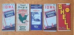 Iowa Road Maps 1930s Oil Company Maps Conoco Shell Lote Estándar de 5 - Imagen 1 de 13