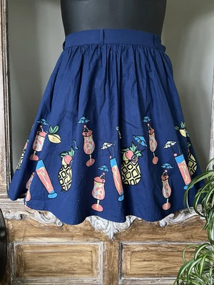 Modcloth Blue Tiki Time A-line Skirt Size Small - Image 1 of 4