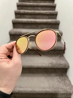 NUEVO Gafas de sol Ray-Ban redondas de doble puente - oro rosa RB3647N 51 mm Foto 1 de 4