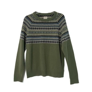J Crew 100% Lambswool Fair Aisle Sweater Mens Size M Green Nordic Crewneck - Bild 1 von 11