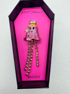 Neu im Karton Betsey Johnson rosa Strass Geist Königin Brosche Anstecknadel Halloween  - Bild 1 von 5