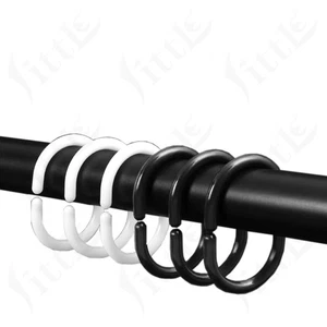 Shower Curtain Plastic Hook C Shape Ring Rail Guide Hange White/Black/Pink/Beige - Picture 1 of 12