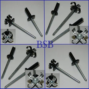 Spreizblindnieten .. SCHWARZ ..  lackiert Alu / Stahl  Spreiznieten  4,0 - 4,8mm - Bild 1 von 27
