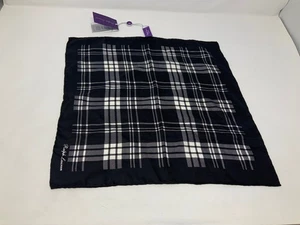 Ralph Lauren Purple Label Plaid Pocket Square Black White 100% Silk Italy $165 - Picture 1 of 9