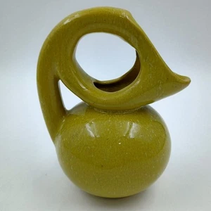 Dryden Pottery Loop Handle Pitcher Yellow Speckled Signed Honey Syrup Creamer - Picture 1 of 11