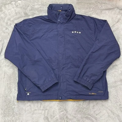 Куртка мужская LL Bean большая синяя нейлоновая на молнии с капюшоном погодостойкое пальто - Изображение 1 из 4