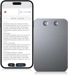 AI Voice Recorder,64GB Note Voice Recorder with Transcribe,Mind Mapping & AI Su - Picture 1 of 8