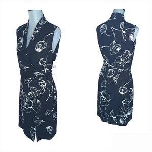 NEW! Jones New York Black & White Flower Print Half Wrap Sheath Dress Size 12 - Picture 1 of 15