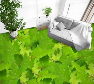 3D Green Leaves 54RAI76 Floor WallPaper Murals Wall Print Decal AJ WALL Fay - Picture 1 of 5