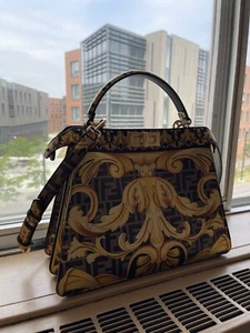 $7200+ Fendi x Versace Fendace ISeeU Peekaboo Bag Metallic Baroque Zucca Leather - Picture 1 of 15