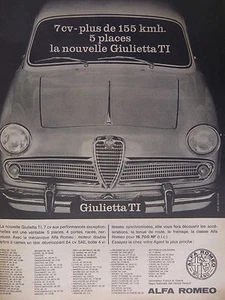 PUBLICITÉ DE PRESSE 1962 ALFA ROMÉO LA NOUVELLE GIULIETTA TI 7 CV - ADVERTISING - Bild 1 von 1