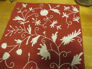 Vtg Laura Ashley Pillow Cover Sham Red Floral Embroidered Throw Couch Decor 15" - Picture 1 of 8