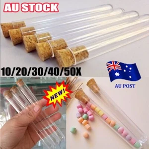10-50X Plastic Test Tubes With Cork Stopper Candy Party Wedding Party Favors SW - Picture 1 of 20