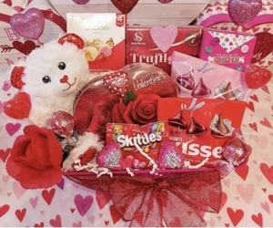 Handmade Valentine’s Day Basket Assembled In The USA - Picture 1 of 3