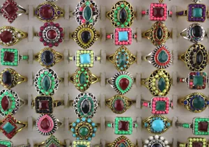 Wholesale Lots 60pcs Men's Gifts Fashion Jewellery Assorted Filled Resin Rings - Picture 1 of 13