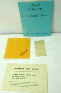 1960s VTG Summit 6 Transistor Portable Radio Model HS657 Manual Cloth Receipt - Picture 1 of 4