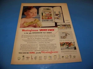 Westinghouse Frost-Free Refrigerator / Pond's Angel Face Magazine Print Ad 1951 - Picture 1 of 2