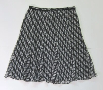 Falda Charter Club 100 % seda negra blanca forrada fluida informal modesta para mujer 16 Foto 1 de 4