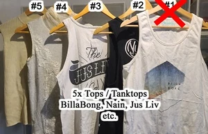 ✅ SALE - 4x Tops / Tanktops - BillaBong, Nain, Jus Liv, BNX - Bild 1 von 10