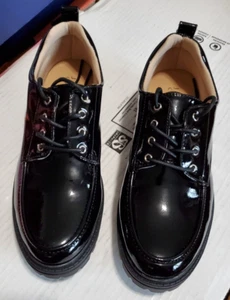 Journee Collection Zina Oxford Schuhe Damen 7,5 Schwarz Lack Vegan Leder 1A - Bild 1 von 4