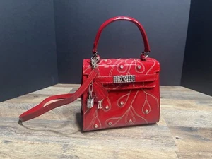 Ghibli Luxus rote Ledertasche mit Strass wunderschön italienisch hergestellte Tasche Geldbörse - Bild 1 von 13