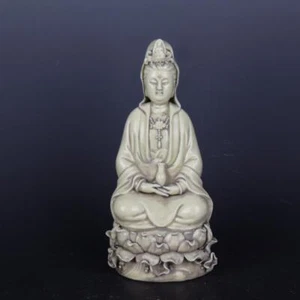 Vaso da fiore 10,3" Cina porcellana bianca buddismo statua guanyin - Foto 1 di 7