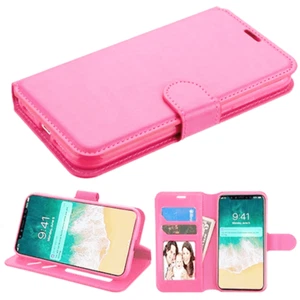 Leather Flip Wallet Phone Holder Protective Case for iPhone XR 6.1″ LIGHT PINK - Picture 1 of 2
