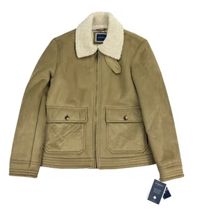 Club Room Mens Faux Suede Shearling Jacket Tan Brown M - Picture 1 of 6