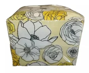 Crate& Barrel,Land of Nod Yellow Print Fabric Covered Storage Keepsake Box, NIP - Picture 1 of 9