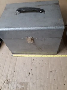 Vintage Large Metal Portable File Box Divided 4 part 12 -1/2 x 10 x 9 inches - Picture 1 of 3