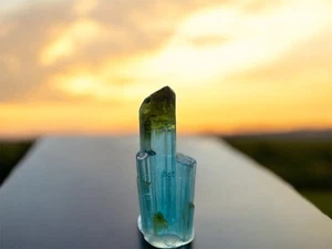 Premium Terminated Natural Indicolite Tourmaline Crystal  2.68 Grams 25x10x7 mm - Picture 1 of 5