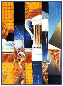 Cerveza y tarjetas del artista cubista español Juan Gris patrón de punto de cruz contado - Imagen 1 de 4